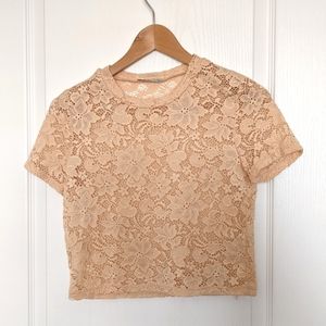 3/$20 Zara Trafaluc Peach Lace Crop top